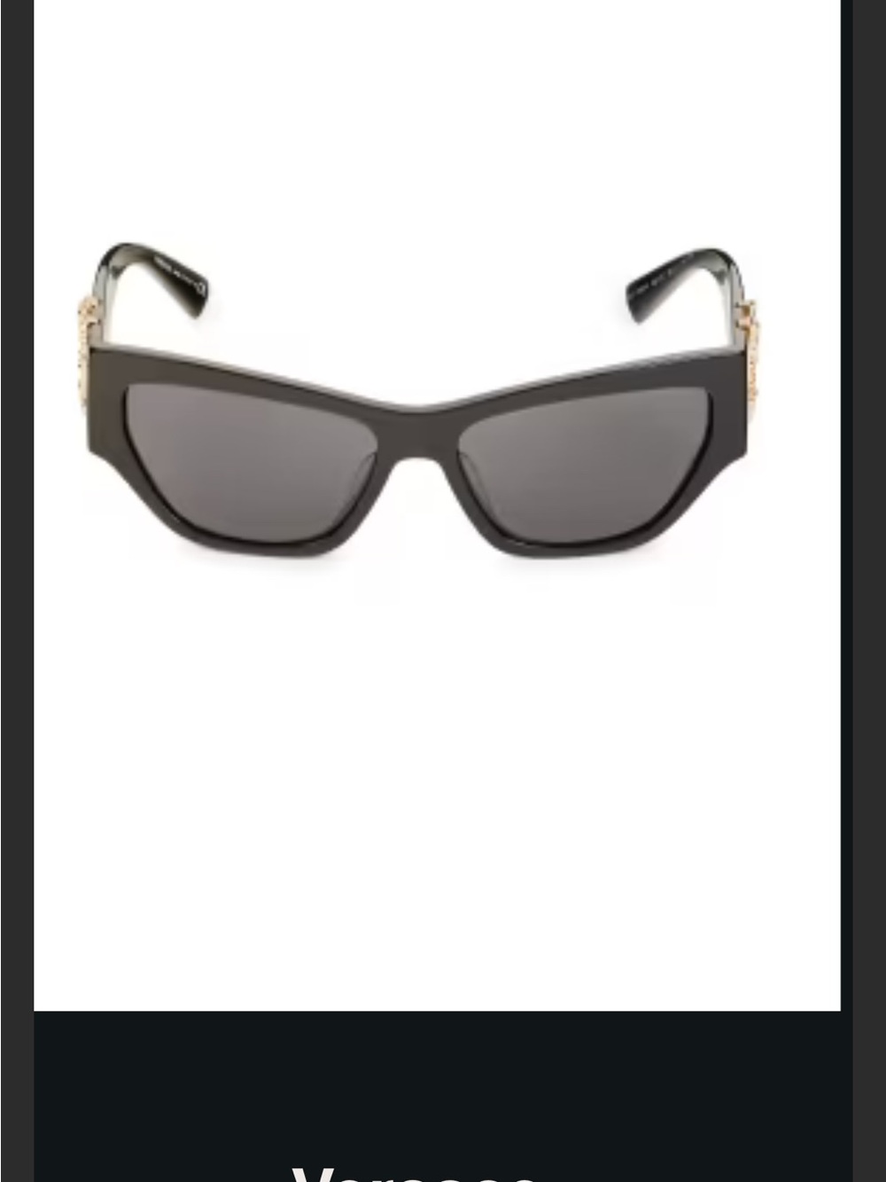 Black and gold Versace Rectangle Women's Sunglasses